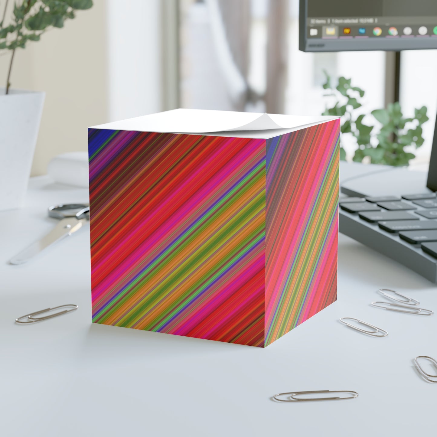 Colorful Pattern Note Cube - Fun Desk Organizer, Office Supplies, Stationery Gift, Note Pad, Home Decor, Write & Remind