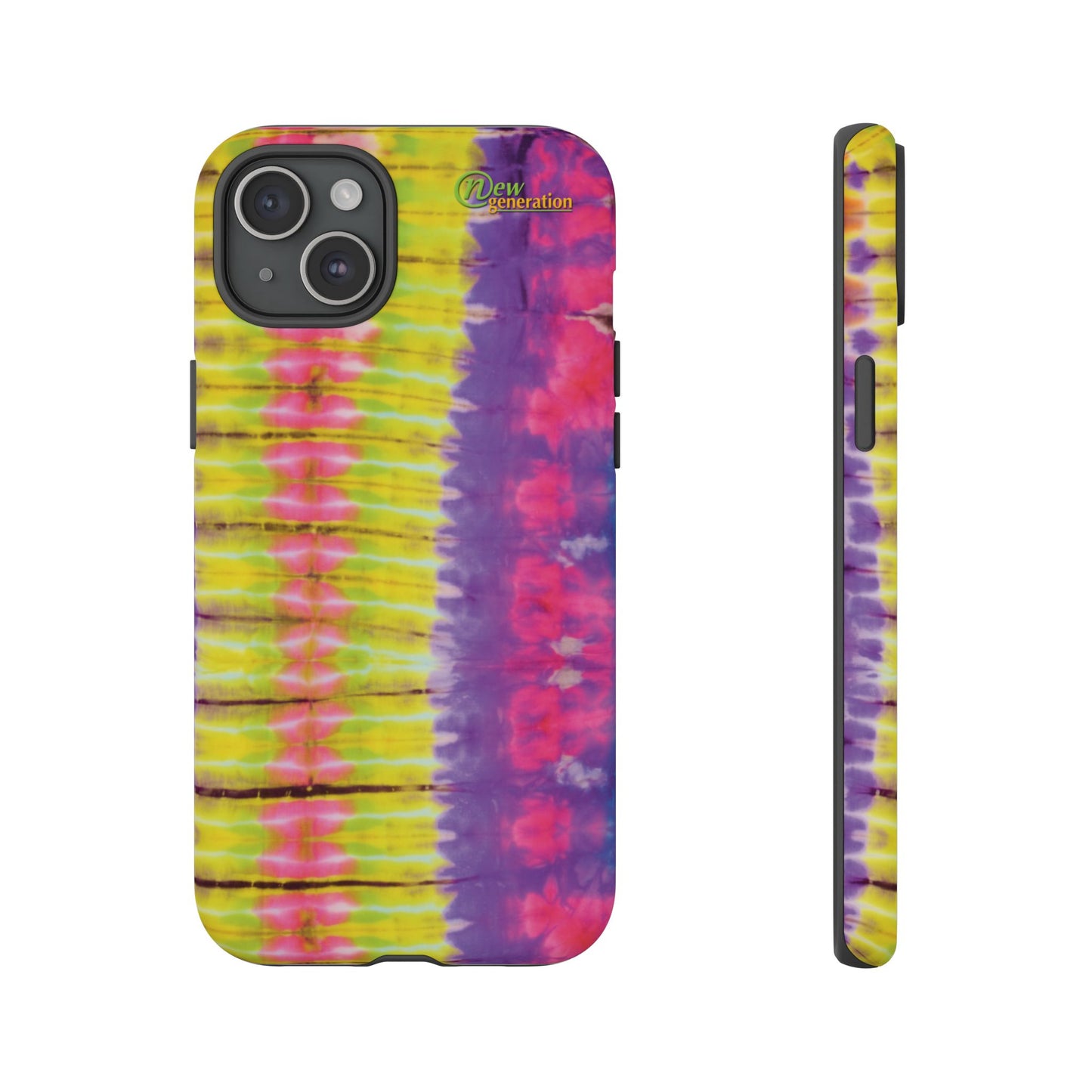Tie-Dye Phone Case, Colorful Tough Case, Free-Spirited Phone Cover, Gift for Teens, Vibrant Phone Accessory, Funky Style iPhone 15 Plus Matte