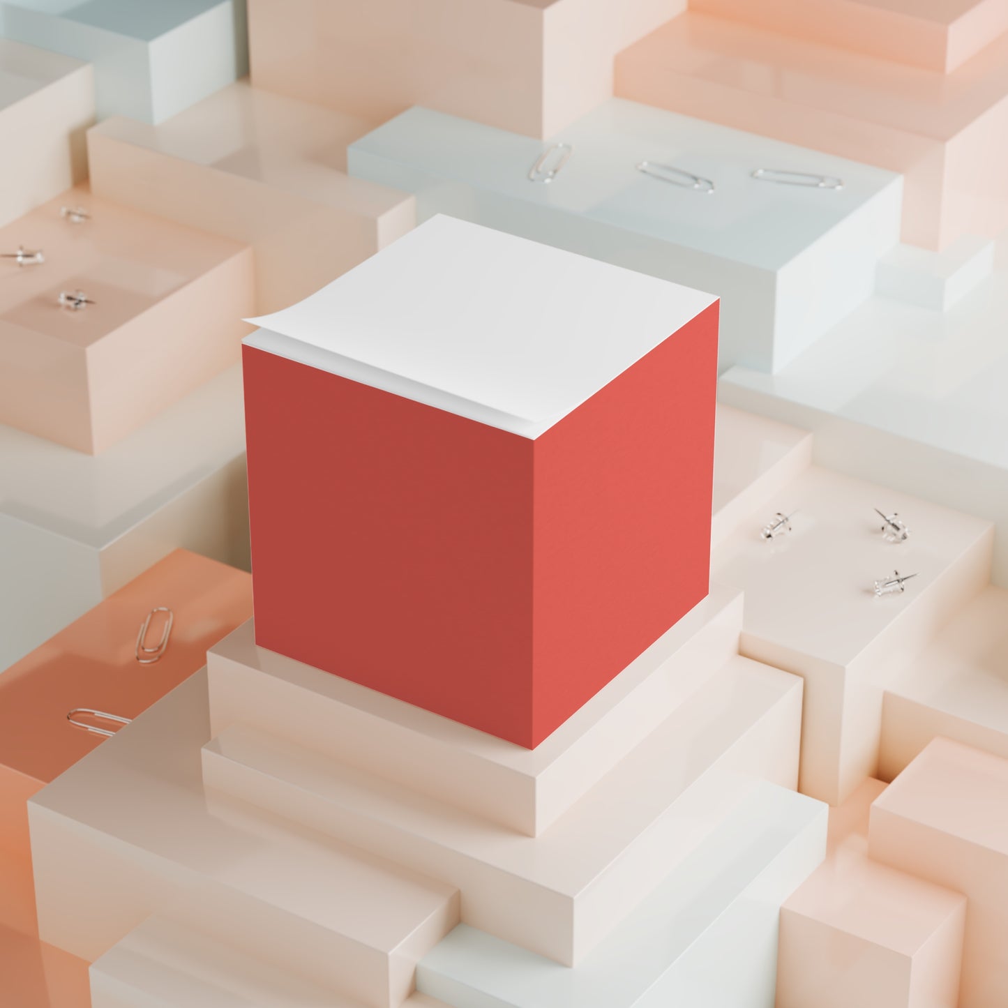 Bright Red Note Cube - Fun Desk Organizer, Office Supplies, Stationery Gift, Note Pad, Home Decor, Write & Remind