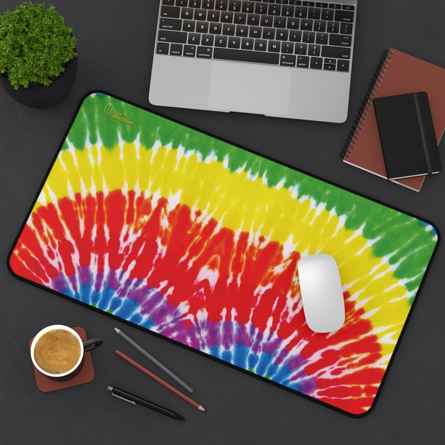 New Generation - Tie-Dye Desk Mat, Office Accessory, Creative Workspace Decor, Gift for Students, Boho Desk Pad, Eco-Friendly Home Office
