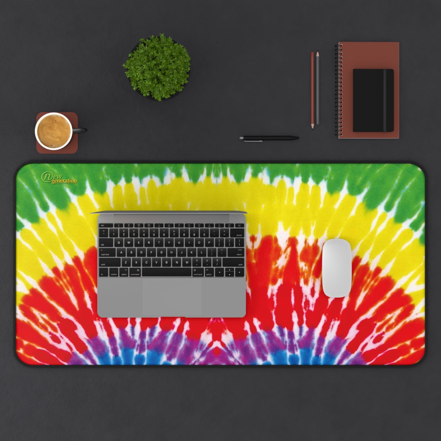New Generation - Tie-Dye Desk Mat, Office Accessory, Creative Workspace Decor, Gift for Students, Boho Desk Pad, Eco-Friendly Home Office