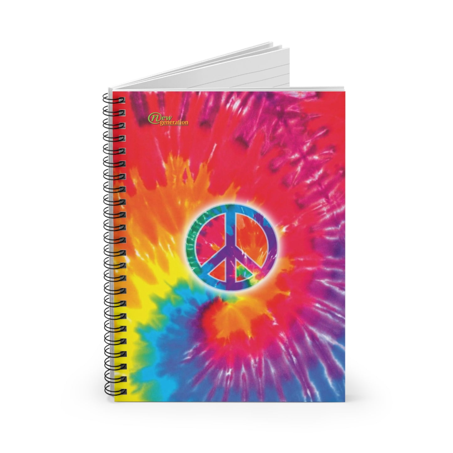 Colorful Peace Symbol Spiral Notebook - Ruled Line, Tie-Dye Journal, Funky Stationery Gift, Boho Notebook, Planning Organizer