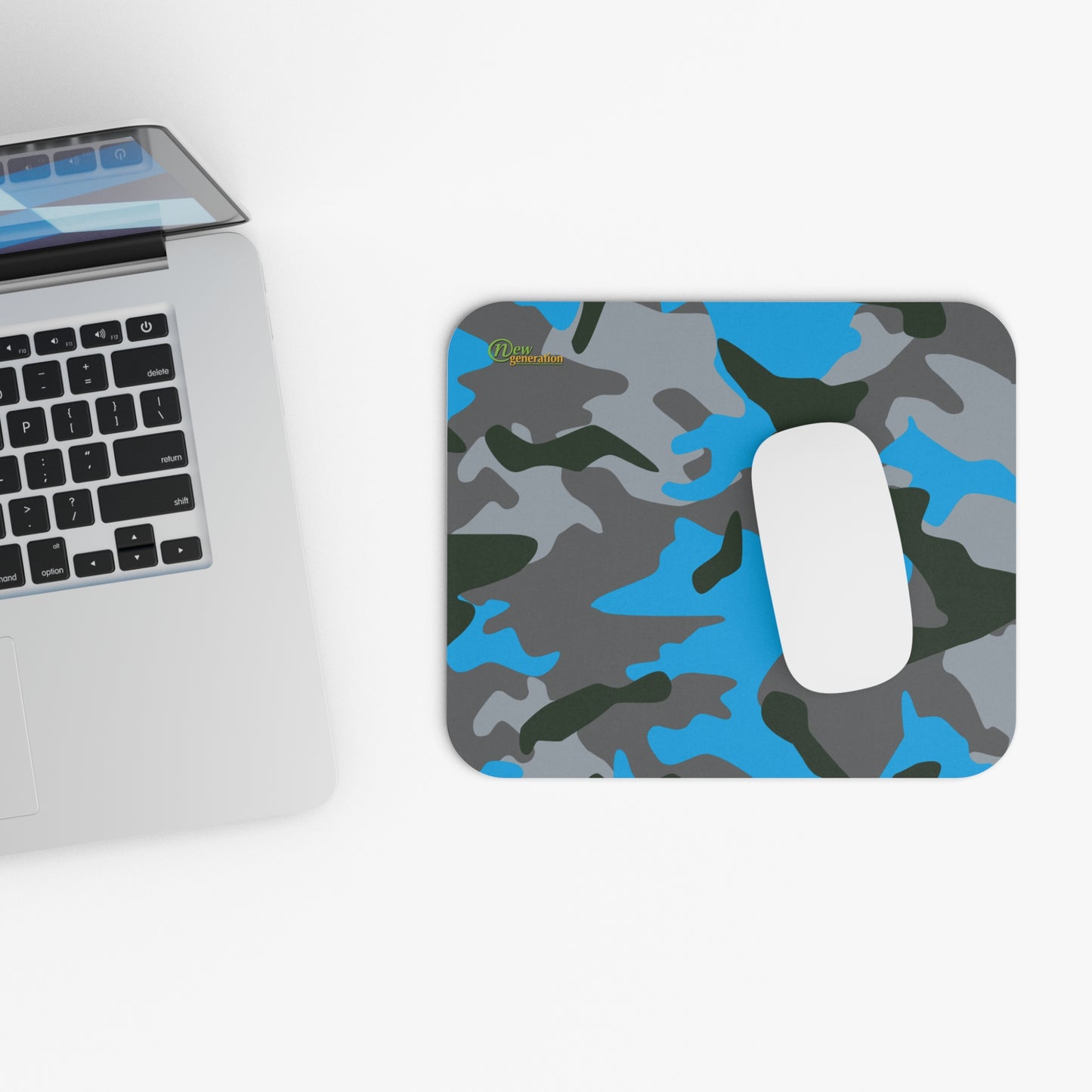 New Generation - Camouflage Mouse Pad, Stylish Gaming Accessories, Unique Desk Decor, Ideal for Gamers, Office Gifts, Blue Camo Design