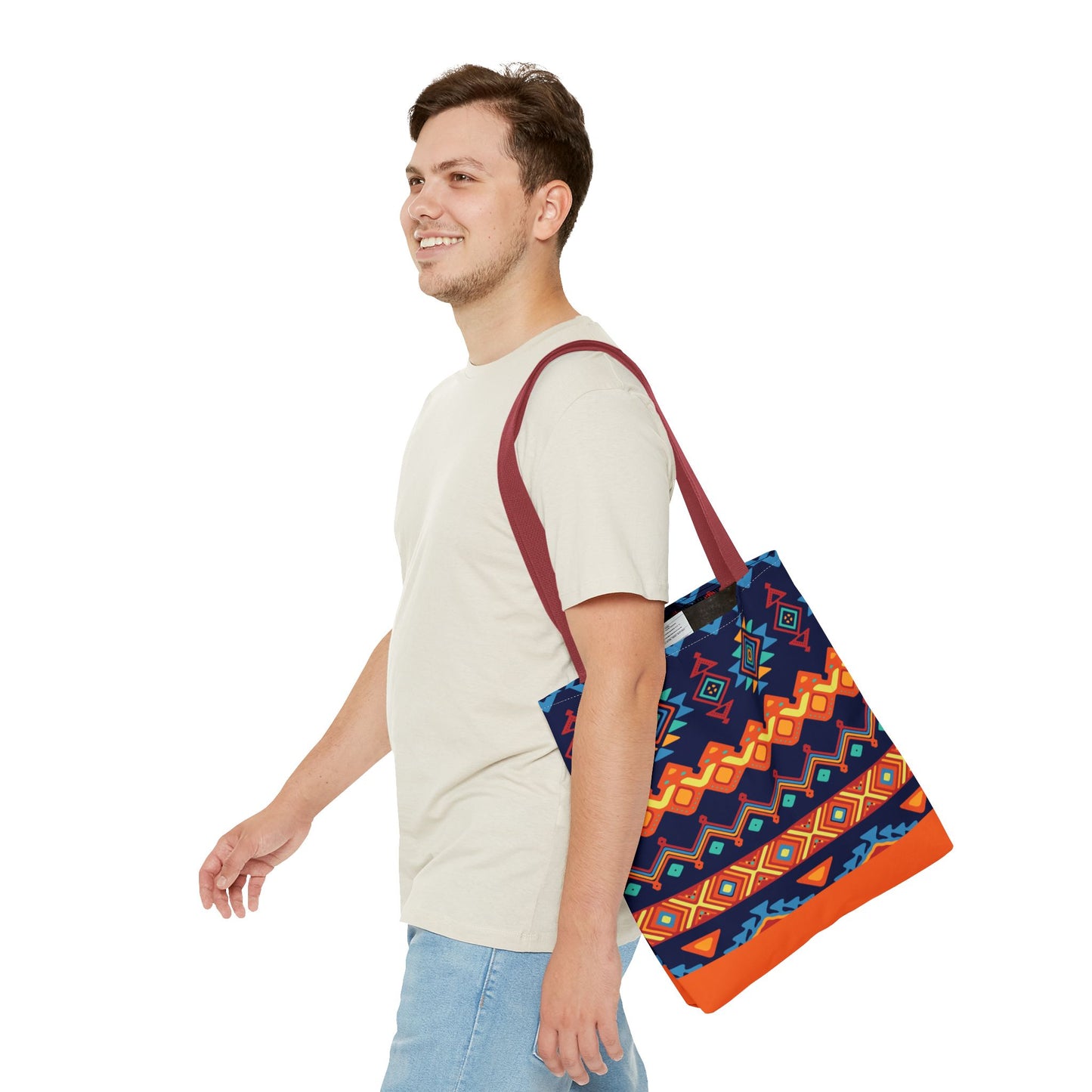 New Generation - Ethnic -Tote Bag - Colorful Bohemian Pattern, Shopping Bag, Gypsy Style Handbag, Festival Tote for Women, Unique Gift Idea 16" × 16'' Red