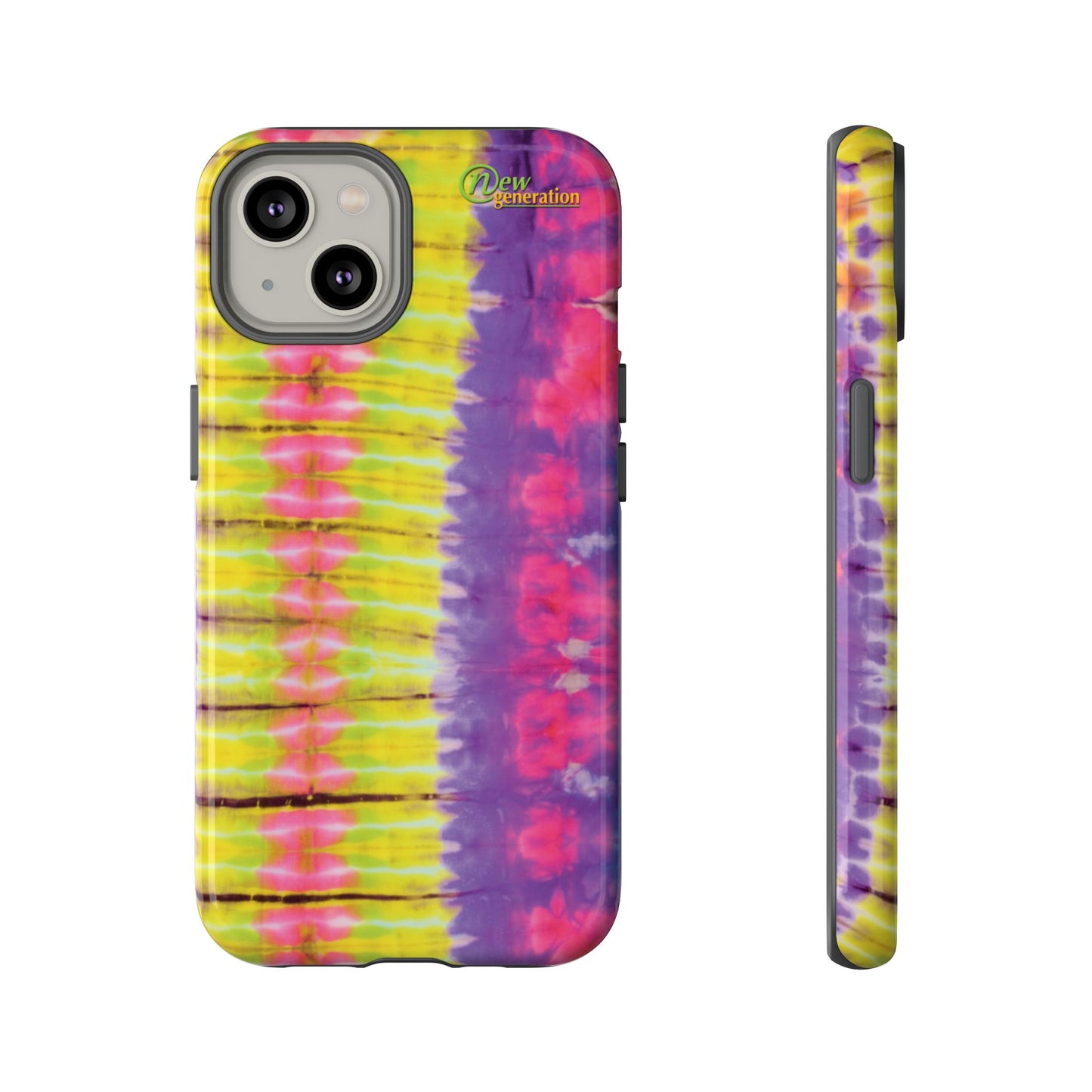 Tie-Dye Phone Case, Colorful Tough Case, Free-Spirited Phone Cover, Gift for Teens, Vibrant Phone Accessory, Funky Style iPhone 14 Glossy