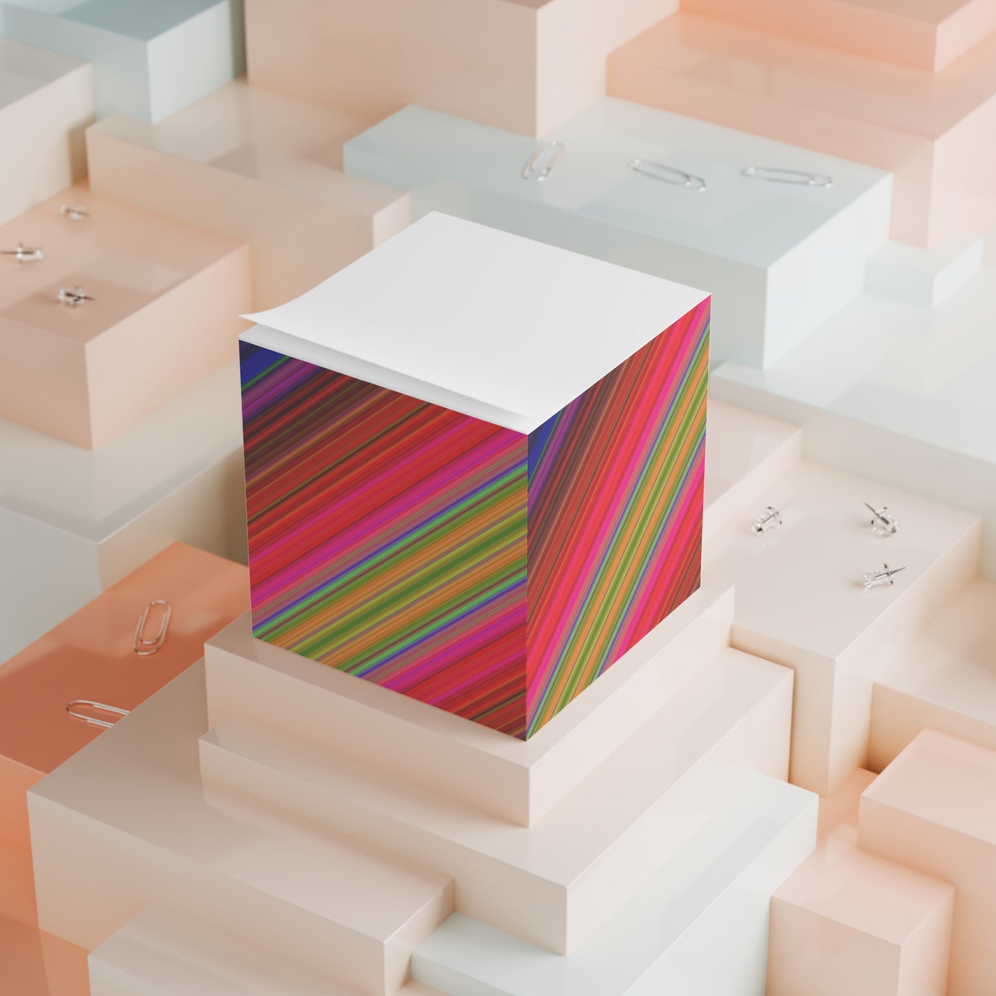 Colorful Pattern Note Cube - Fun Desk Organizer, Office Supplies, Stationery Gift, Note Pad, Home Decor, Write & Remind