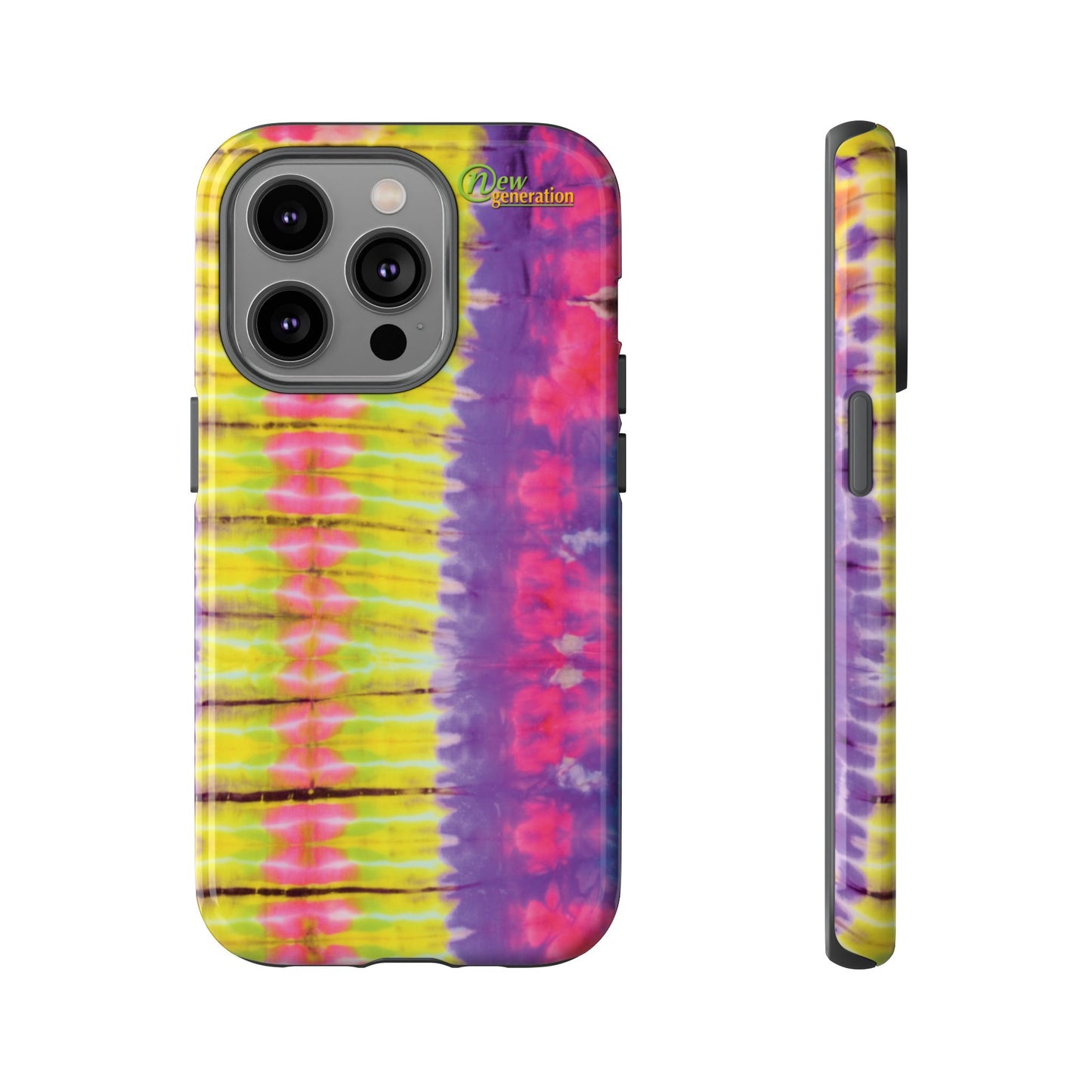 Tie-Dye Phone Case, Colorful Tough Case, Free-Spirited Phone Cover, Gift for Teens, Vibrant Phone Accessory, Funky Style iPhone 14 Pro Glossy