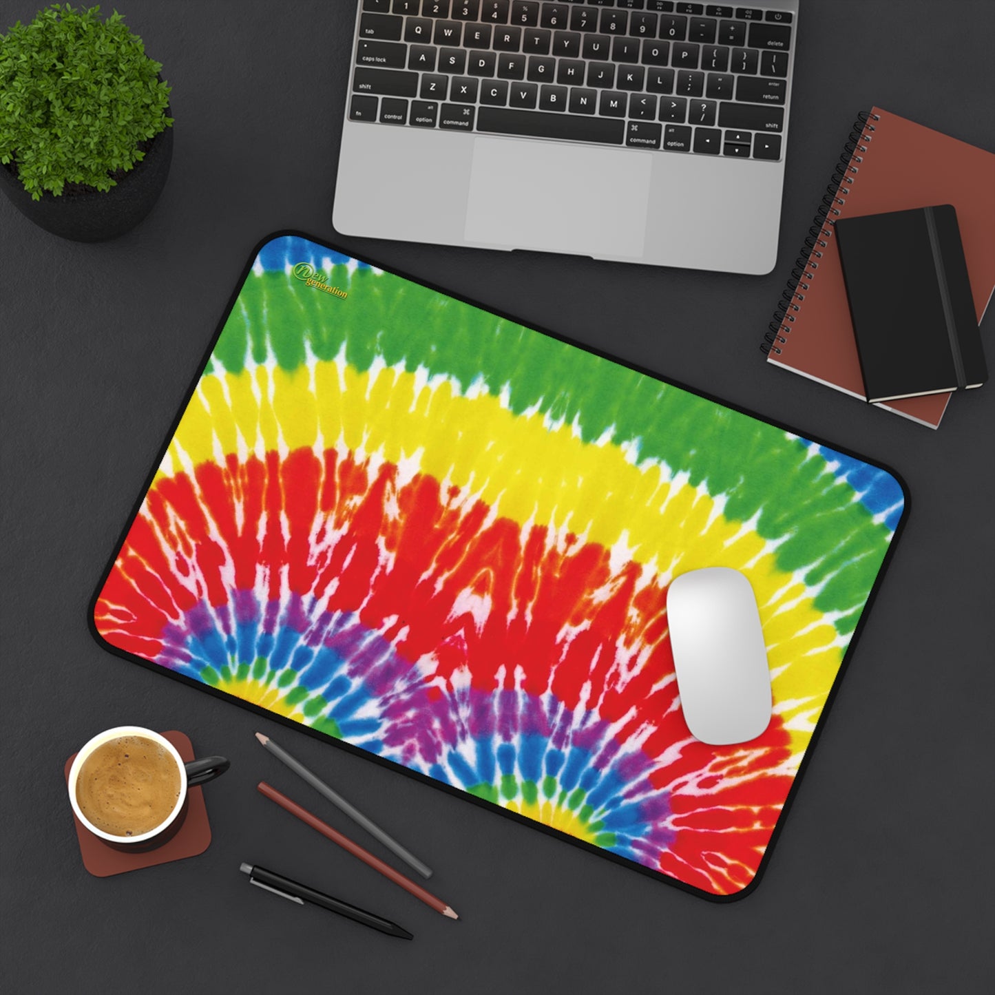 New Generation - Tie-Dye Desk Mat, Office Accessory, Creative Workspace Decor, Gift for Students, Boho Desk Pad, Eco-Friendly Home Office