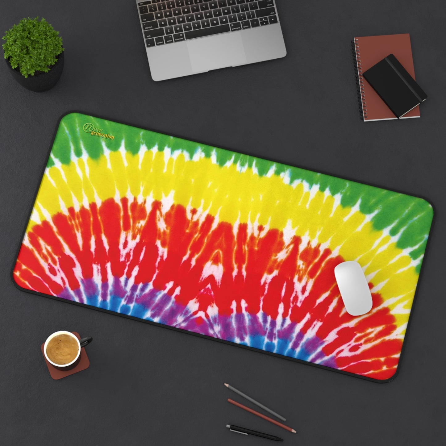 New Generation - Tie-Dye Desk Mat, Office Accessory, Creative Workspace Decor, Gift for Students, Boho Desk Pad, Eco-Friendly Home Office