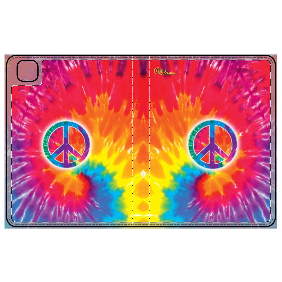 Colorful Tie-Dye Tablet Folio Case, Peace Sign Cover, Boho Style Tech Accessory, Gift for Students, Vibrant Tech Organizer iPad Pro 11