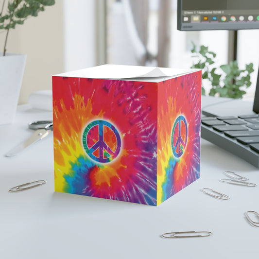 Colorful Tie Dye Note Cube - Fun Desk Organizer, Office Supplies, Stationery Gift, Note Pad, Home Decor, Write & Remind White One size