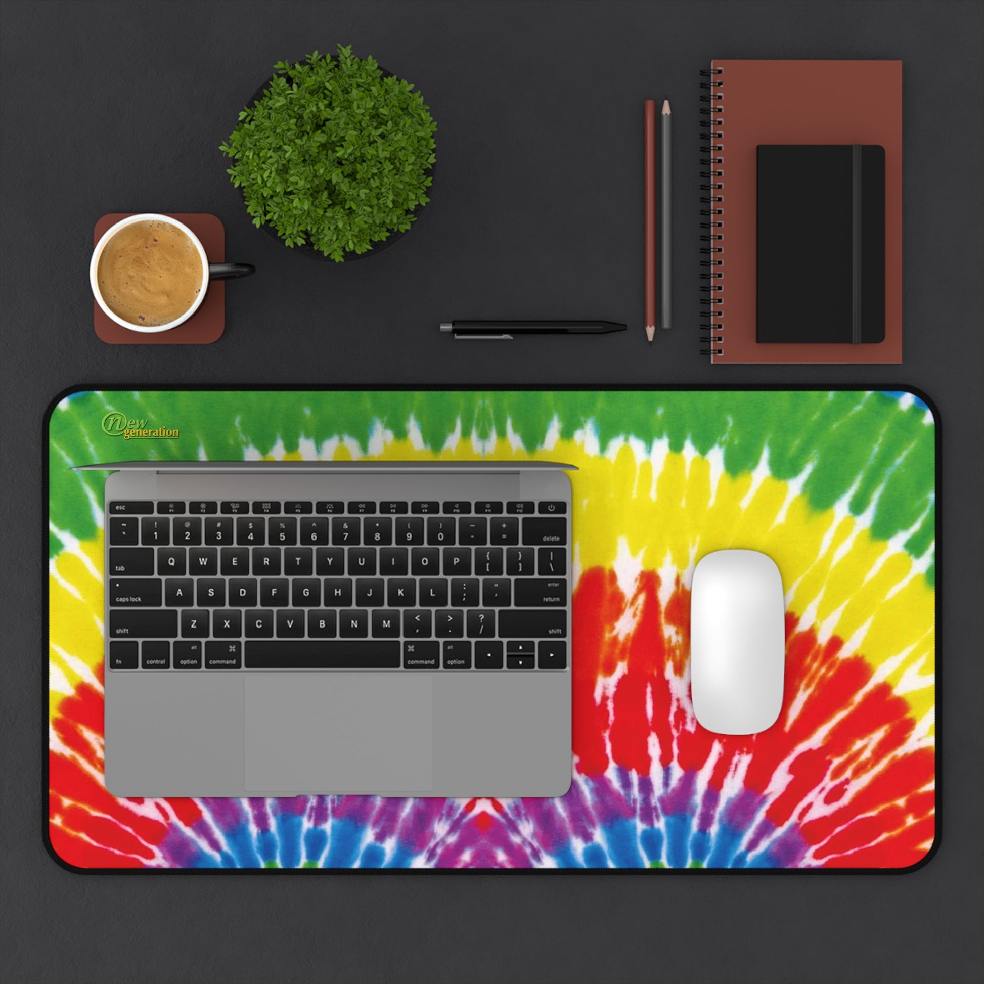 New Generation - Tie-Dye Desk Mat, Office Accessory, Creative Workspace Decor, Gift for Students, Boho Desk Pad, Eco-Friendly Home Office