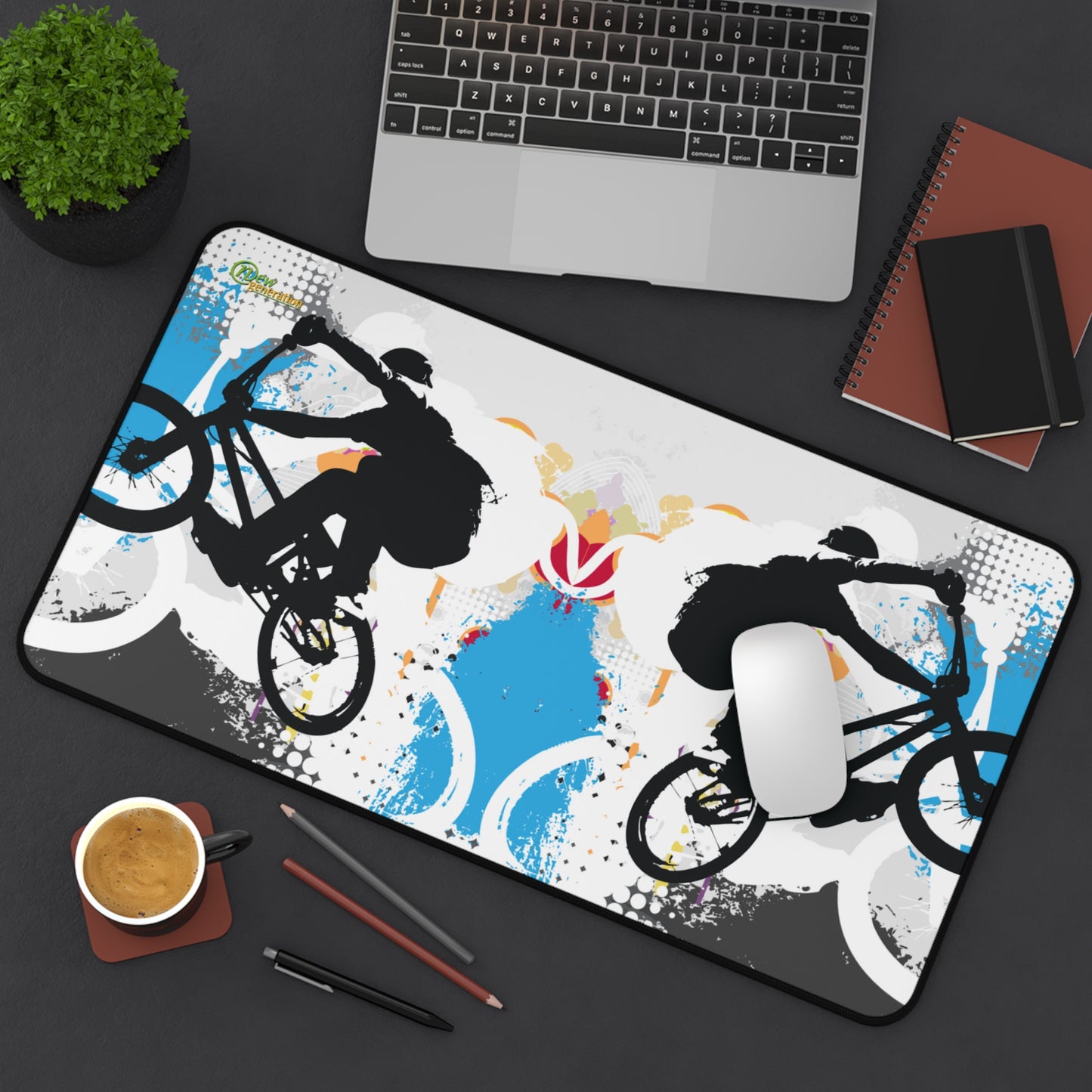 New Generation - Adventure-Themed Desk Mat, Biker Decor, Office Accessories, Gift for Cyclists, Gaming Mouse Pad