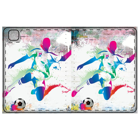 Colorful Soccer Player Tablet Folio Case - Sporty Gift for Teens, Soccer Fans, Back to School, Tech Accessories, Personalized Design iPad Pro 11