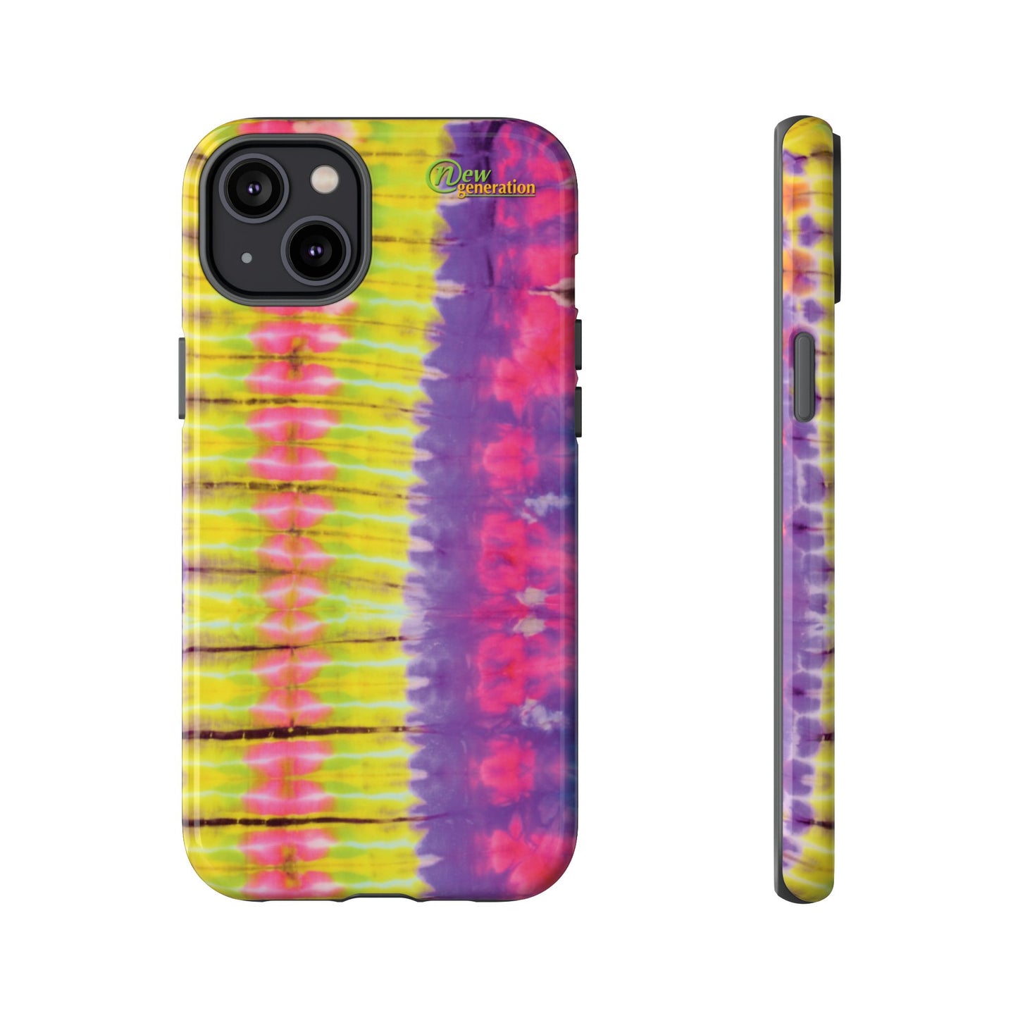 Tie-Dye Phone Case, Colorful Tough Case, Free-Spirited Phone Cover, Gift for Teens, Vibrant Phone Accessory, Funky Style iPhone 14 Plus Glossy