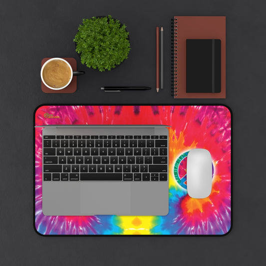 New Generation - Psychedelic Peace Desk Mat, Colorful Office Decor, Vibrant Mouse Pad, Fun Gift for Gamers, Tie-Dye Home Office Accessory 12" × 18"