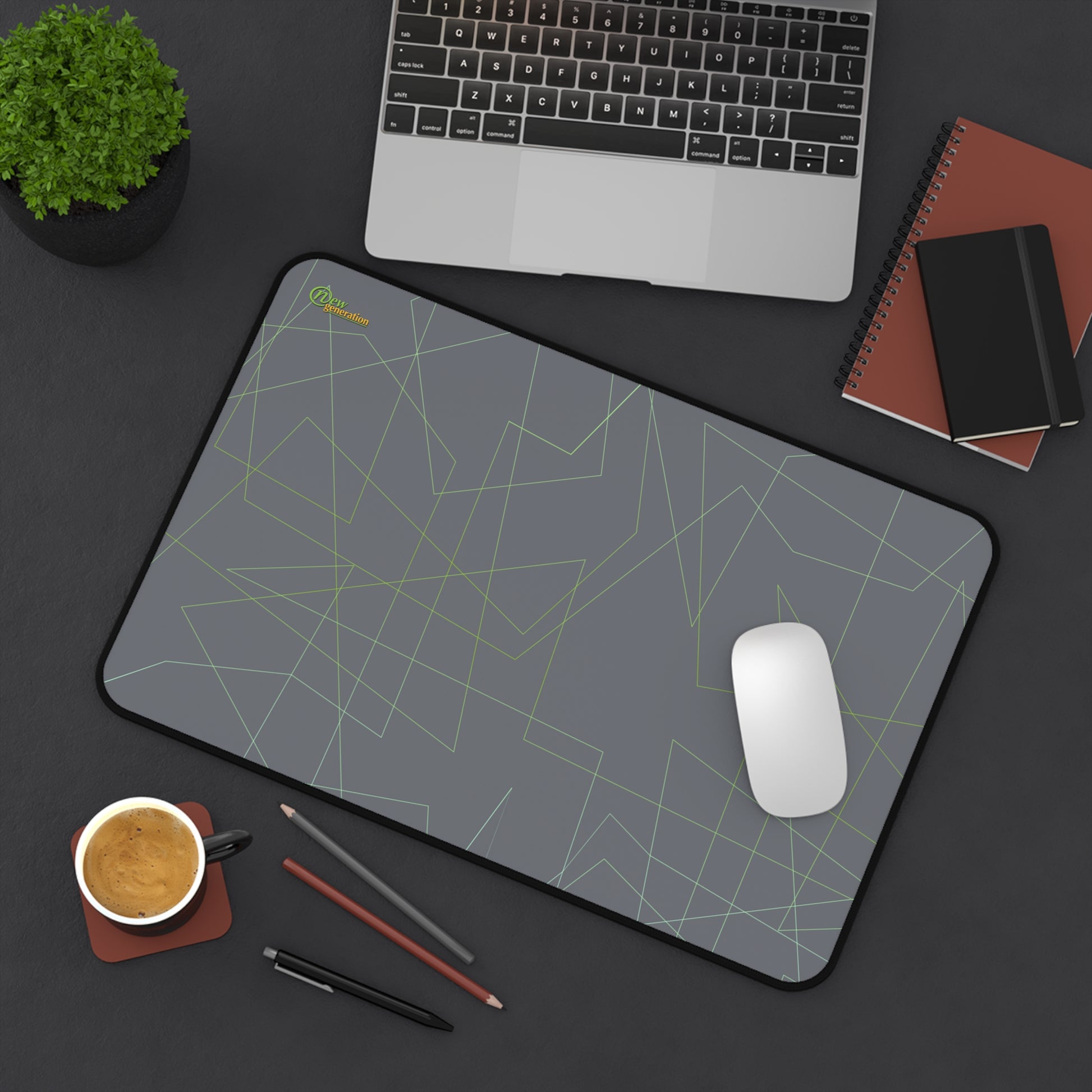 New Generation - Modern Desk Mat with Geometric Design, Office Decor, Workstation Accessory, Gift for Students, Minimalist Home Office