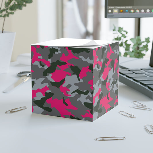 Colorful Camouflage Note Cube - Fun Desk Organizer, Office Supplies, Stationery Gift, Note Pad, Home Decor, Write & Remind White One size