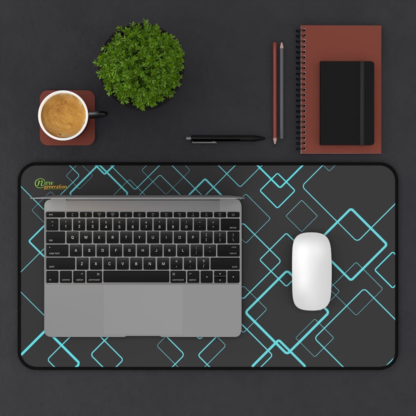New Generation - Modern Geometric Desk Mat, Office Decor, Workspace Accessories, Gift for Students, Home Office Essentials