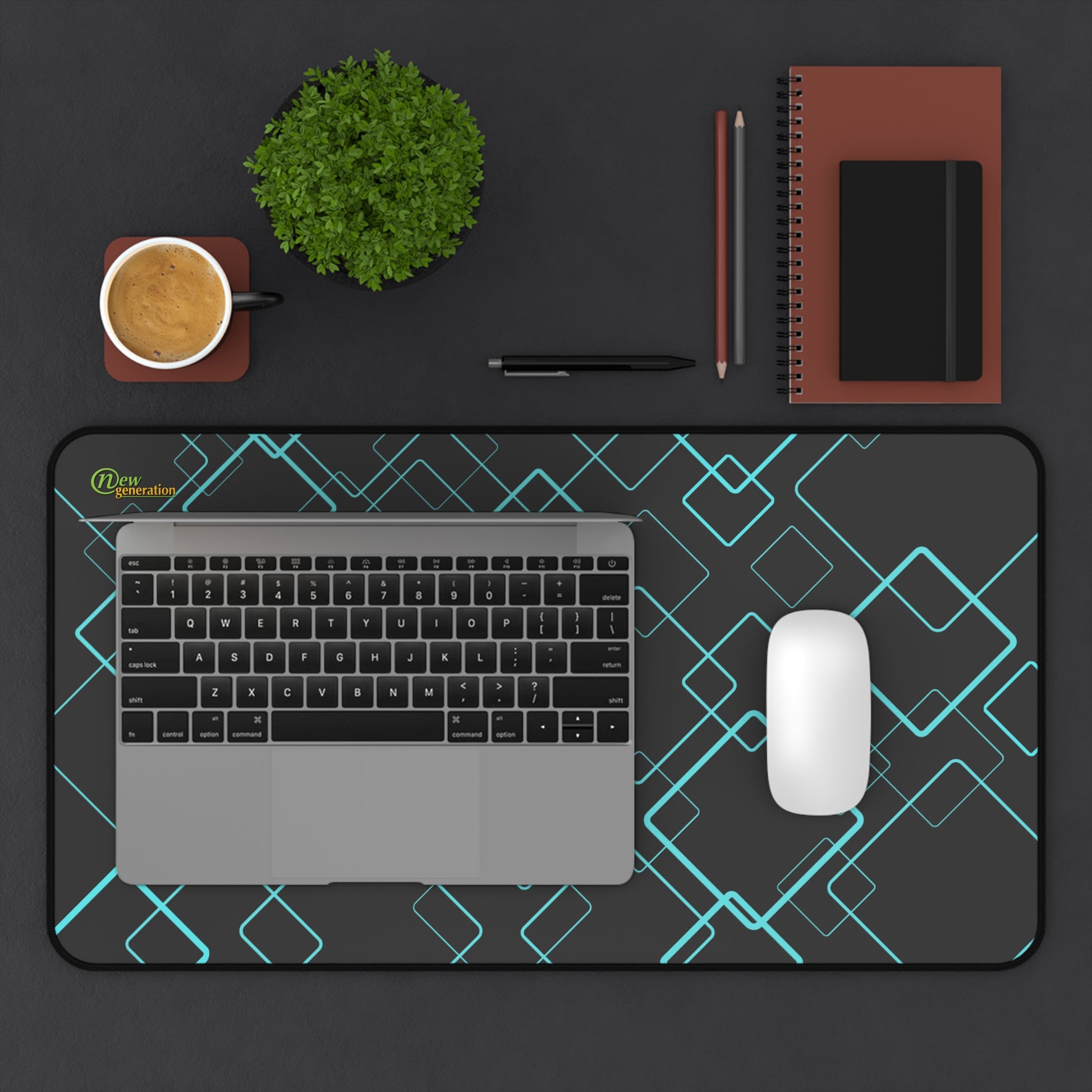 New Generation - Modern Geometric Desk Mat, Office Decor, Workspace Accessories, Gift for Students, Home Office Essentials
