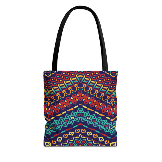 New Generation - Ethnic -Tote Bag - Colorful Bohemian Pattern, Shopping Bag, Gypsy Style Handbag, Festival Tote for Women, Unique Gift Idea 13" × 13'' Black