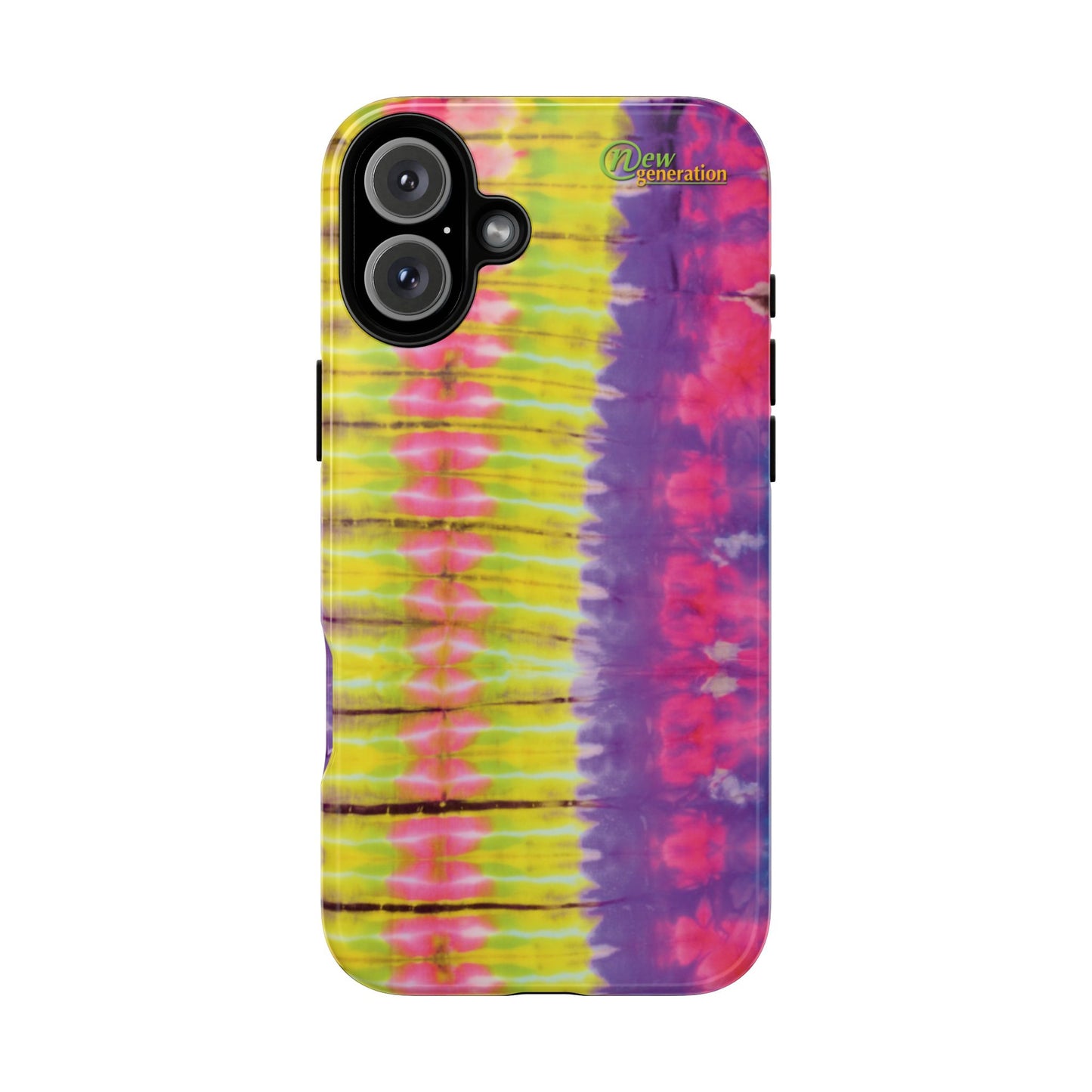Tie-Dye Phone Case, Colorful Tough Case, Free-Spirited Phone Cover, Gift for Teens, Vibrant Phone Accessory, Funky Style iPhone 16 Plus Glossy