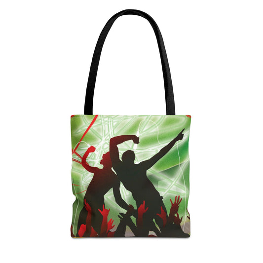 New Generation - On Stage -Tote Bag Colorful Bohemian Pattern, Shopping Bag, Gypsy Style Handbag, Festival Tote for Women, Unique Gift Idea 13" × 13'' Black