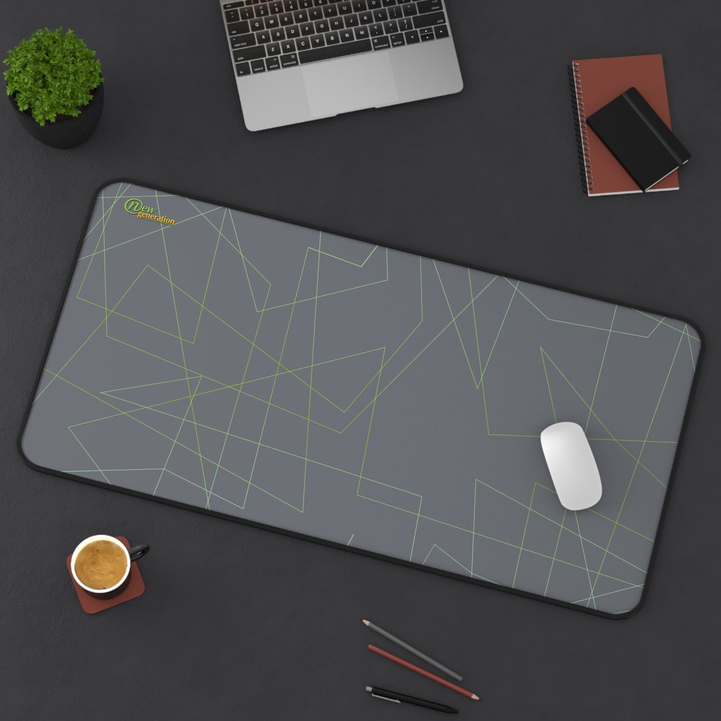 New Generation - Modern Desk Mat with Geometric Design, Office Decor, Workstation Accessory, Gift for Students, Minimalist Home Office
