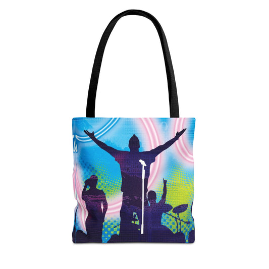New Generation - On Stage -Tote Bag Colorful Pattern, Shopping Bag, Gypsy Style Handbag, Festival Tote for Women, Unique Gift Idea 13" × 13'' Black