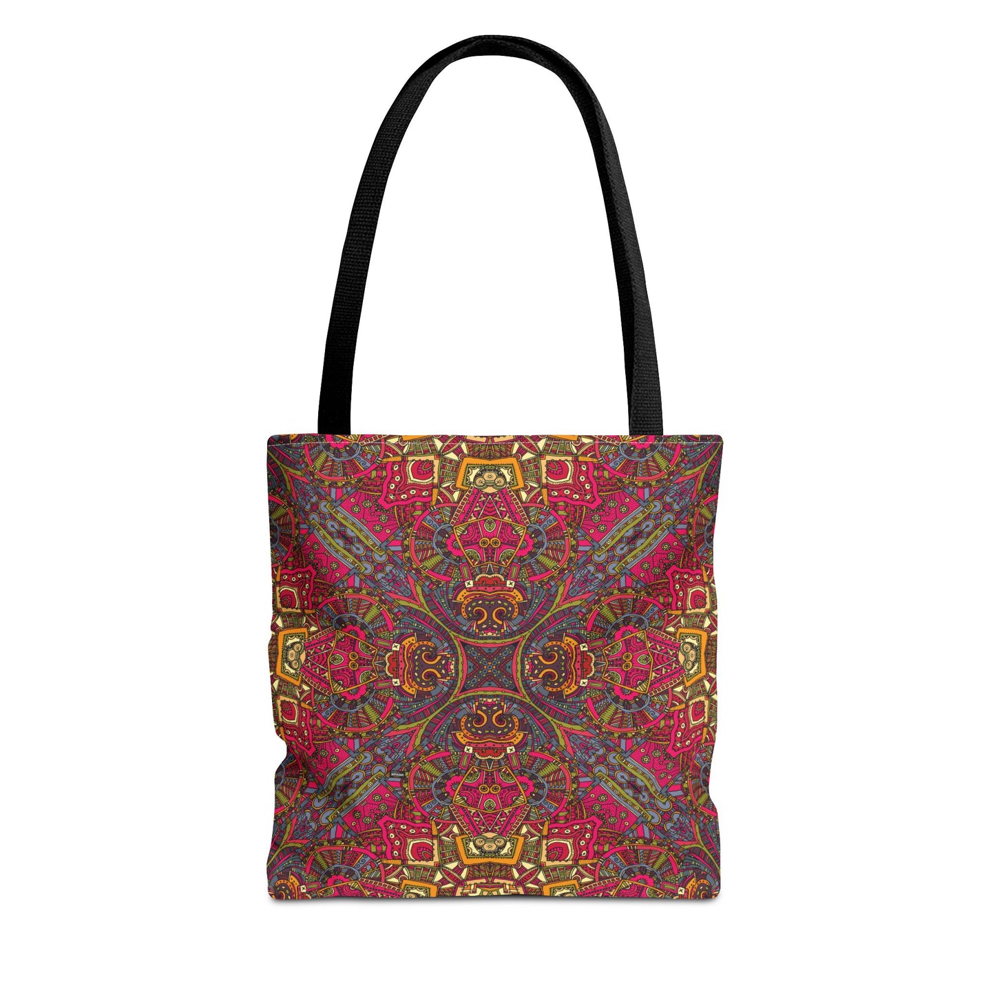 New Generation - Ethnic -Tote Bag - Colorful Bohemian Pattern, Shopping Bag, Gypsy Style Handbag, Festival Tote for Women, Unique Gift Idea 13" × 13'' Black
