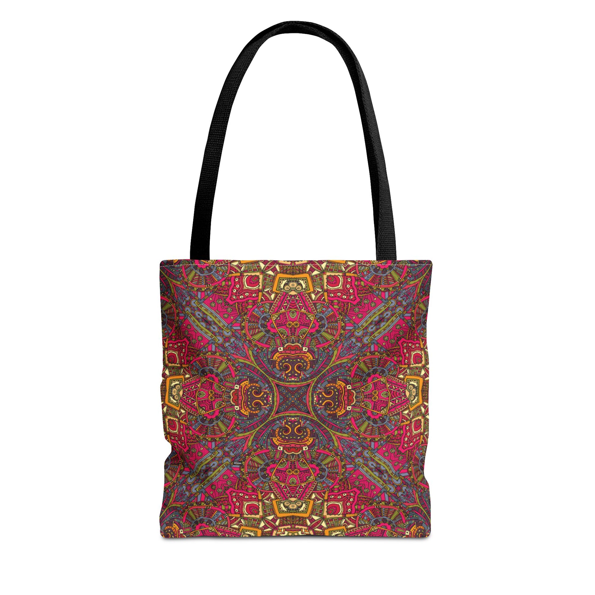 New Generation - Ethnic -Tote Bag - Colorful Bohemian Pattern, Shopping Bag, Gypsy Style Handbag, Festival Tote for Women, Unique Gift Idea 13" × 13'' Black