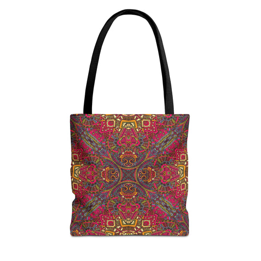 New Generation - Ethnic -Tote Bag - Colorful Bohemian Pattern, Shopping Bag, Gypsy Style Handbag, Festival Tote for Women, Unique Gift Idea 13" × 13'' Black