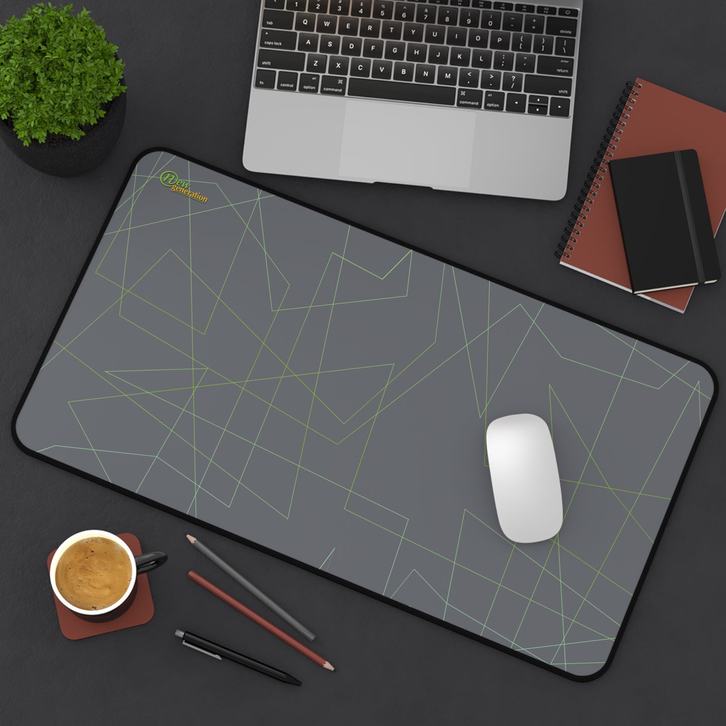 New Generation - Modern Desk Mat with Geometric Design, Office Decor, Workstation Accessory, Gift for Students, Minimalist Home Office