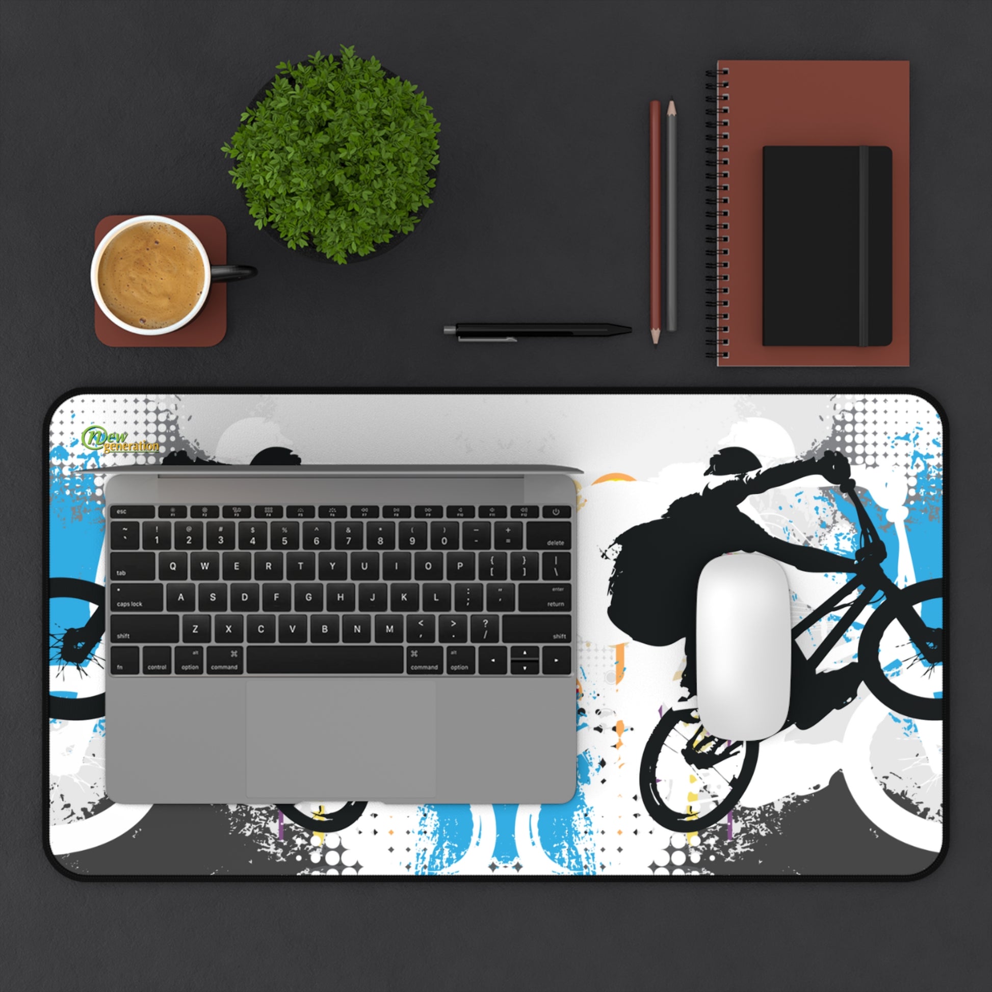 New Generation - Adventure-Themed Desk Mat, Biker Decor, Office Accessories, Gift for Cyclists, Gaming Mouse Pad
