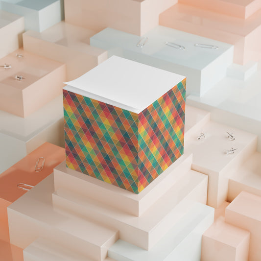 Colorful Pattern Note Cube - Fun Desk Organizer, Office Supplies, Stationery Gift, Note Pad, Home Decor, Write & Remind
