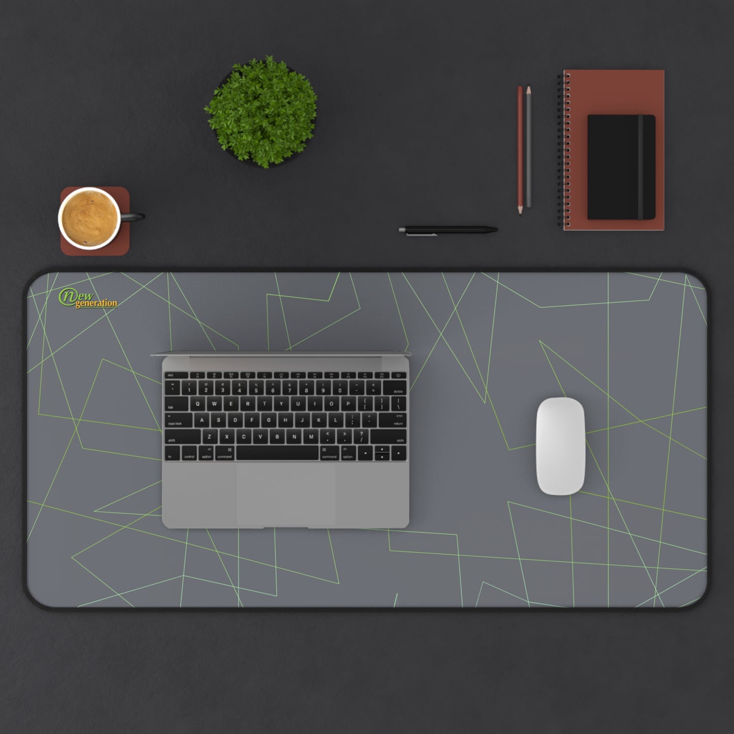 New Generation - Modern Desk Mat with Geometric Design, Office Decor, Workstation Accessory, Gift for Students, Minimalist Home Office