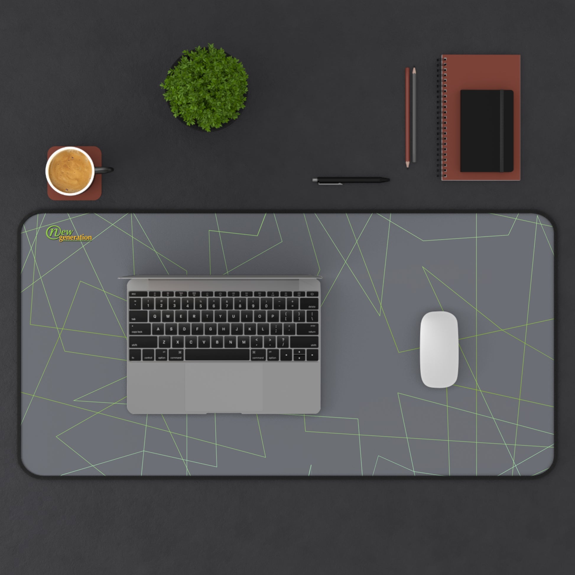 New Generation - Modern Desk Mat with Geometric Design, Office Decor, Workstation Accessory, Gift for Students, Minimalist Home Office