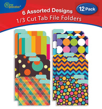 New Generation - Patterns - 12 Pack Decorative 1/3 Cut Tab File Folders