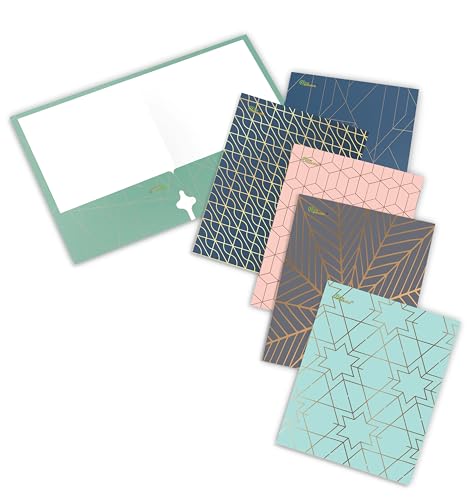 New Generation - Gold Patterns - 2 Pocket Folder / Portfolio, 6 Pack .