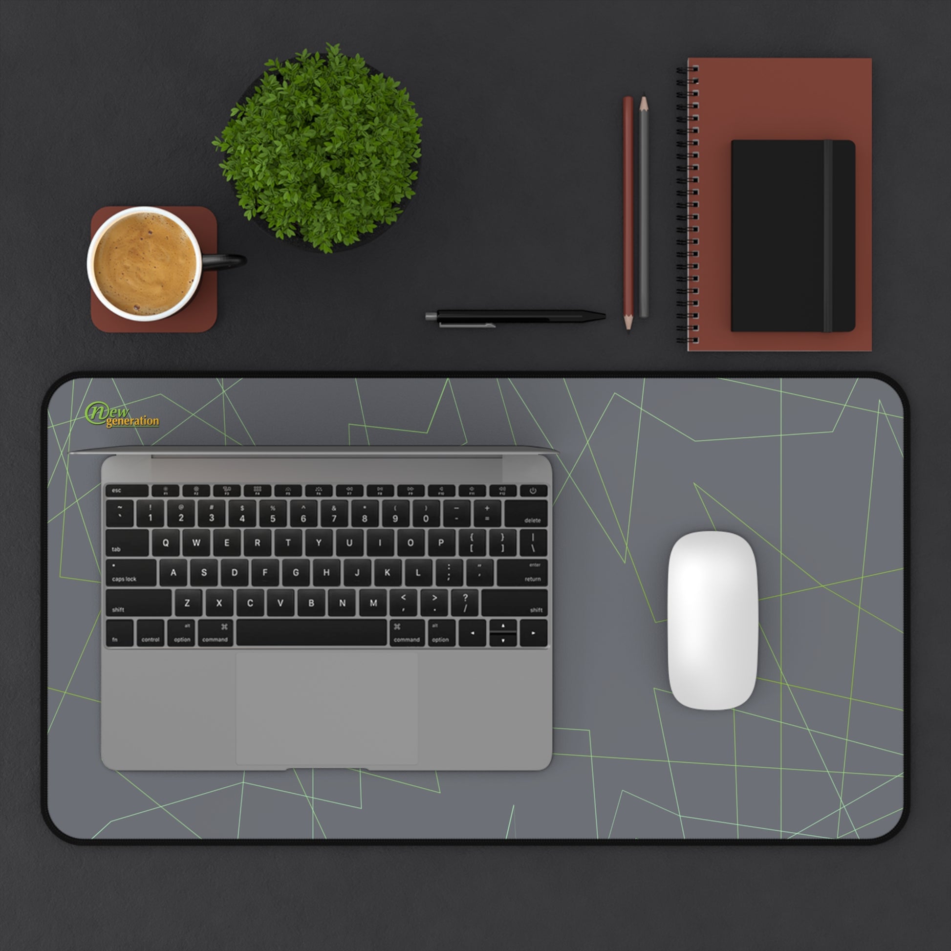 New Generation - Modern Desk Mat with Geometric Design, Office Decor, Workstation Accessory, Gift for Students, Minimalist Home Office