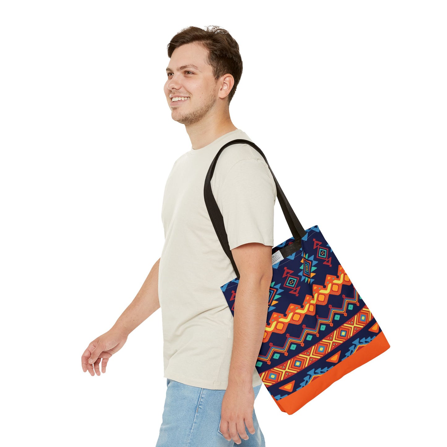 New Generation - Ethnic -Tote Bag - Colorful Bohemian Pattern, Shopping Bag, Gypsy Style Handbag, Festival Tote for Women, Unique Gift Idea 16" × 16'' Black