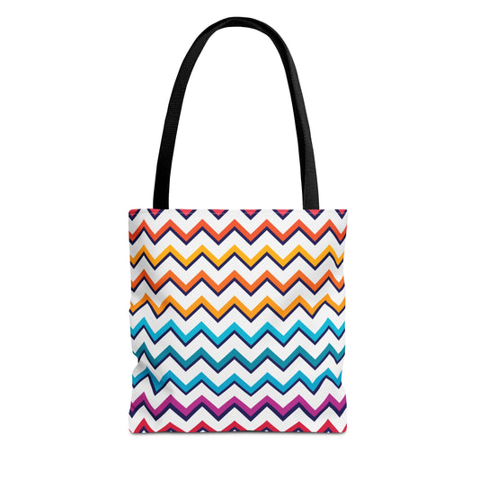 New Generation - Chevron -Tote Bag Colorful Pattern, Shopping Bag, Gypsy Style Handbag, Festival Tote for Women, Unique Gift Idea 13" × 13'' Black