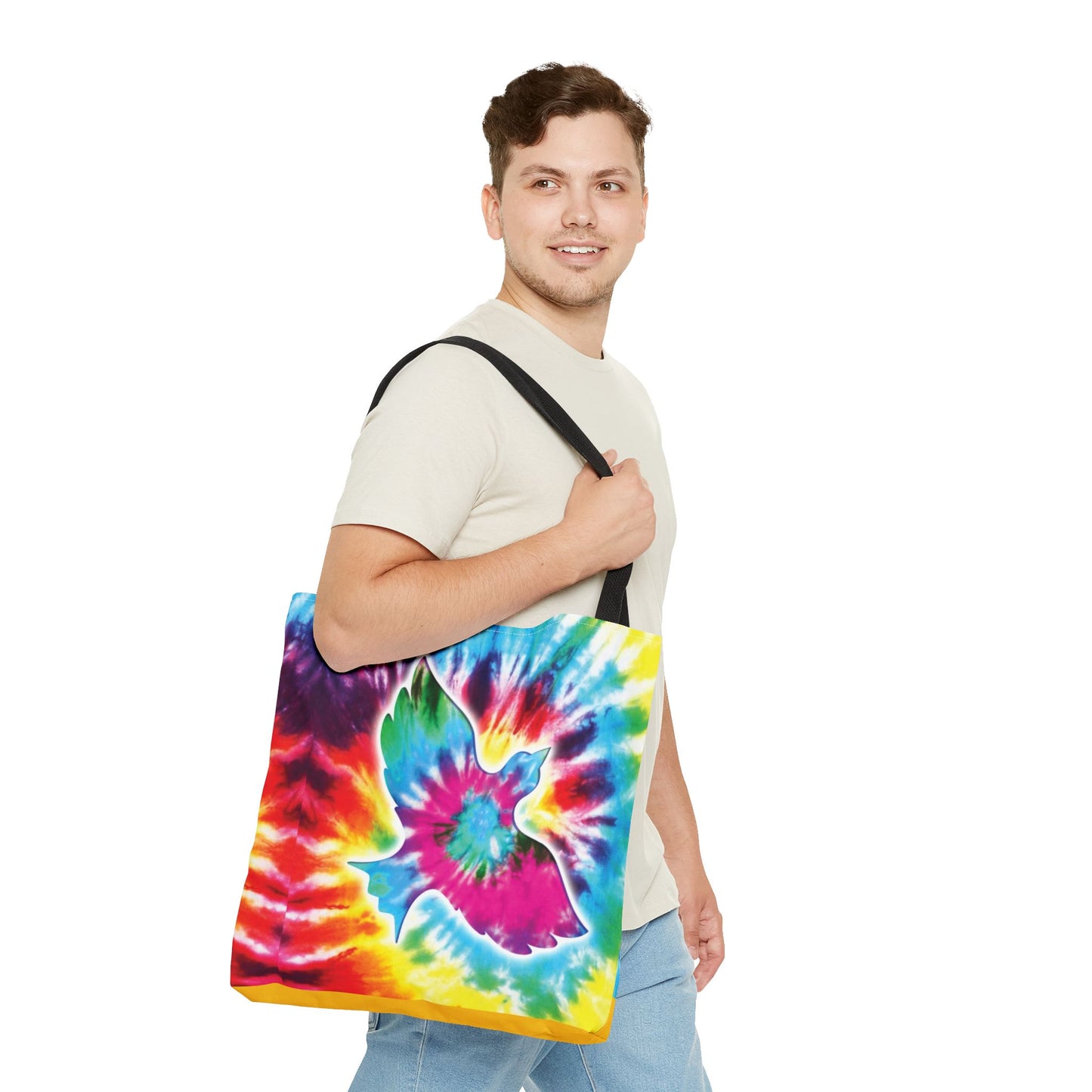 New Generation - Tie Dye -Tote Bag - Colorful Bohemian Pattern, Shopping Bag, Gypsy Style Handbag, Festival Tote for Women, Unique Gift Idea 18" × 18'' Black