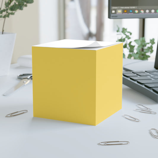 Bright Yellow Note Cube - Fun Desk Organizer, Office Supplies, Stationery Gift, Note Pad, Home Decor, Write & Remind White One size