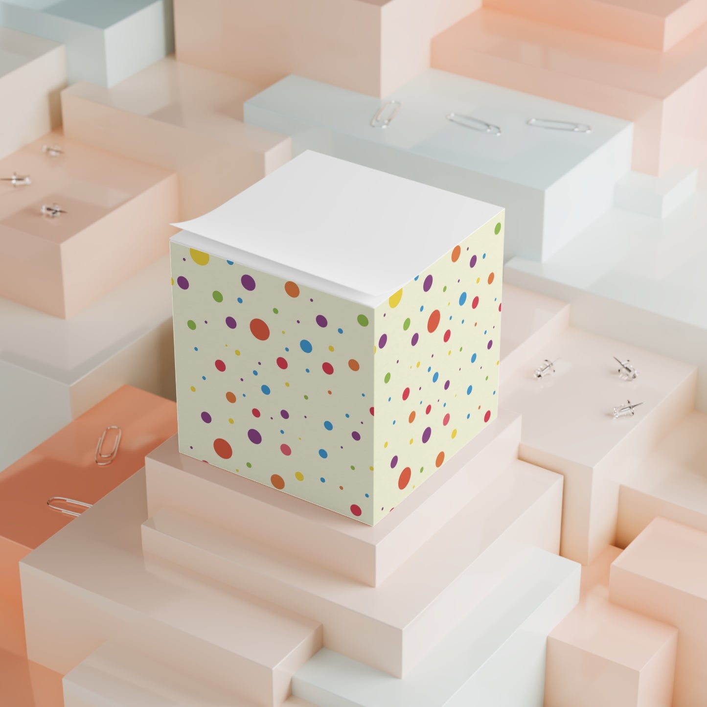 Colorful Polka Note Cube - Fun Desk Organizer, Office Supplies, Stationery Gift, Note Pad, Home Decor, Write & Remind
