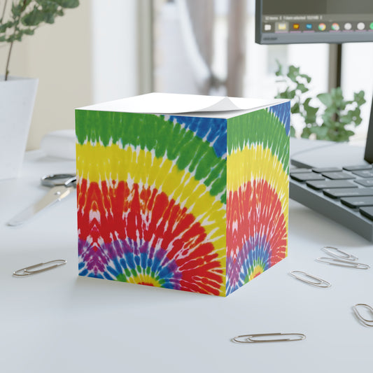 Colorful Tie Dye Note Cube - Fun Desk Organizer, Office Supplies, Stationery Gift, Note Pad, Home Decor, Write & Remind White One size
