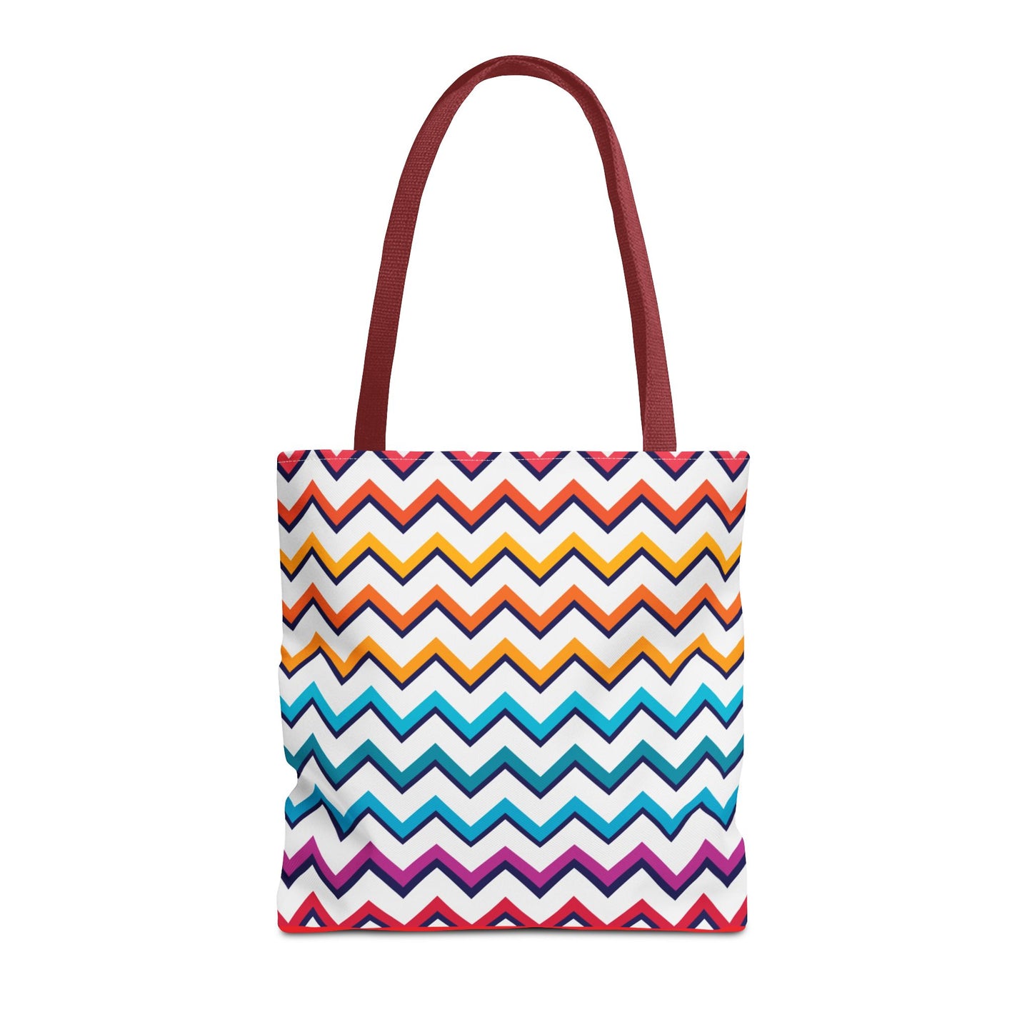 New Generation - Chevron -Tote Bag Colorful Pattern, Shopping Bag, Gypsy Style Handbag, Festival Tote for Women, Unique Gift Idea 16" × 16'' Red