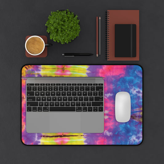 New Generation - Vibrant Tie-Dye Desk Mat for Home Office, Colorful Mouse Pad, Retro Work Surface, Birthday Gift, Boho Desk Decor 12" × 18"