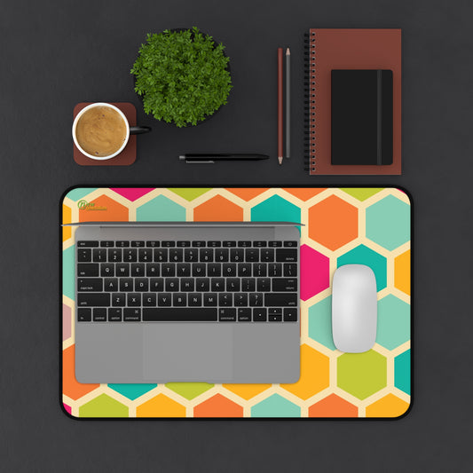 New Generation - Colorful Honeycomb Desk Mat - Office Decor, Gamers Desk, Work Station Accessory, Bright Home Office, Gift for Him/Her 12" × 18"