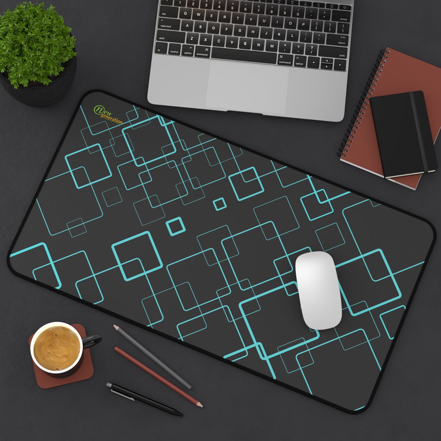 New Generation - Modern Geometric Desk Mat, Office Decor, Workspace Accessories, Gift for Students, Home Office Essentials